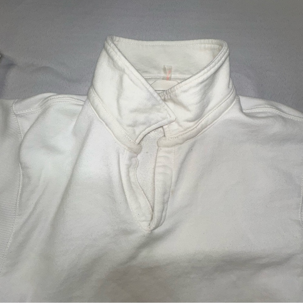 FP Movement Free People White French Terry V-Neck Oversized Polo Sweatshirt Lg - Picture 3 of 15